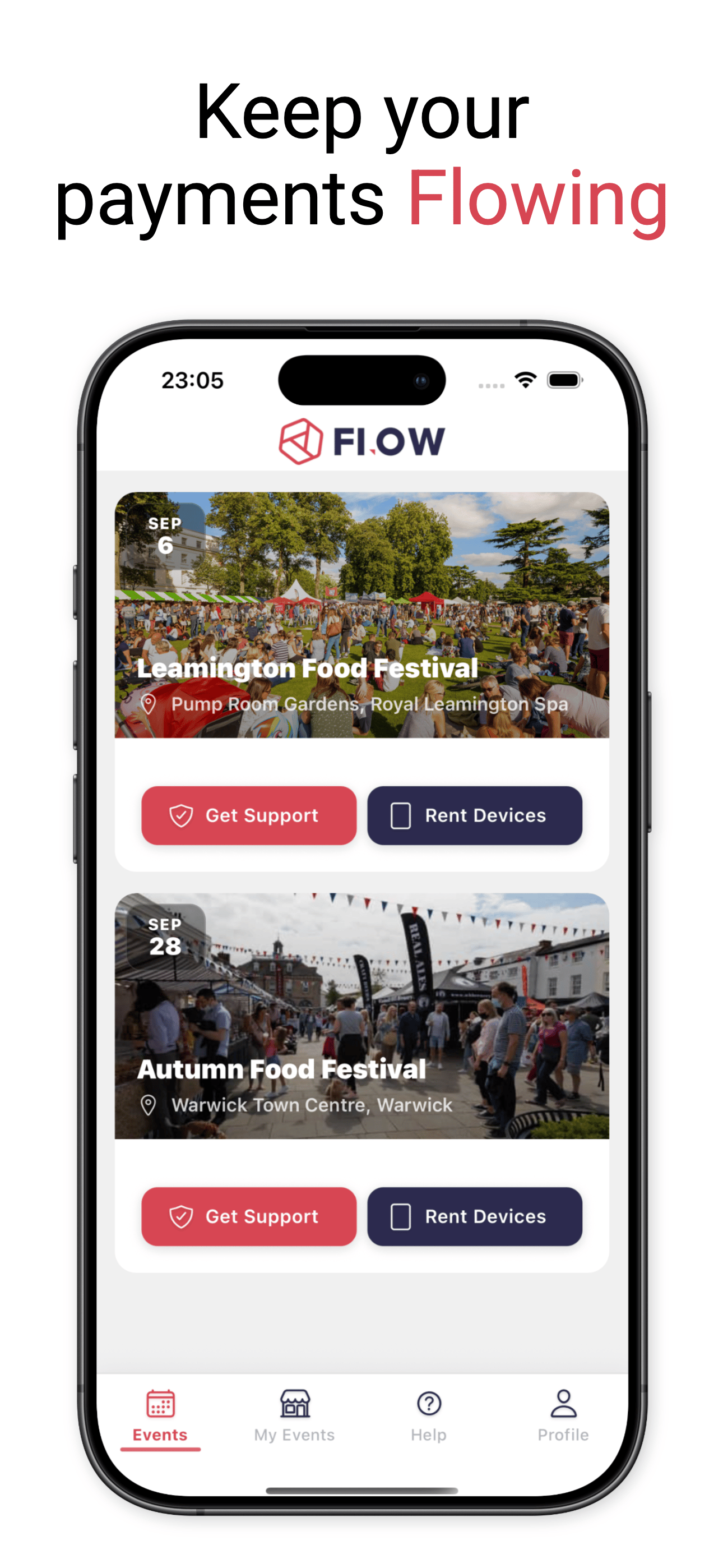 Flow app main screen