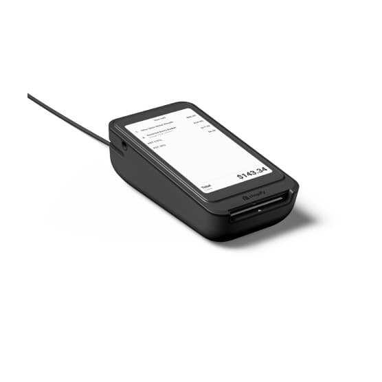 Shopify POS Terminal, a receipt on its display